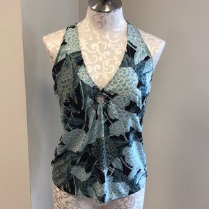 Tropical Floral Print Halter Top by Ann Taylor